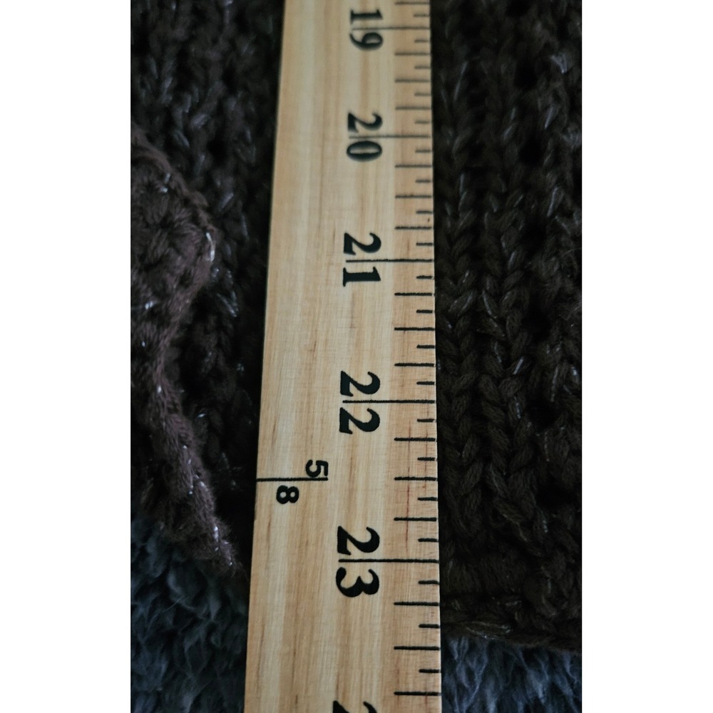 Liz Claiborne Cardigan Women XL Brown NEW Open Knit Crochet Short Sleeve Sweater - Picture 6 of 6
